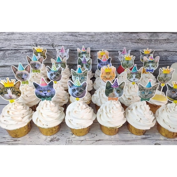 NWOT Cat Party Favor Bags (16) & Cat Cupcake Toppers (14) - Picture 12 of 15